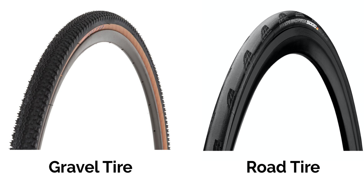 gravel tyres on a road bike